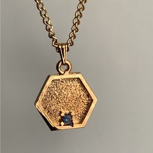 New vintage minimalist December blue zircon birthstone pendant necklace